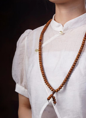 星悦款DIY星月菩提陈籽手链 装饰品厂批发规格7×9男女民族风念珠