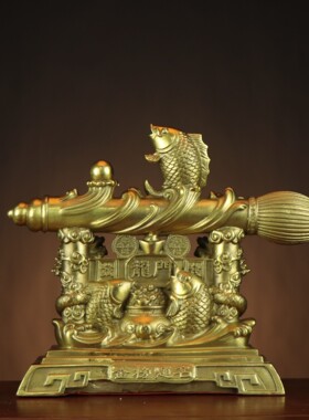 黄铜文昌笔摆件金榜题名鱼跃龙门家居书房开业礼品大笔发财装饰品