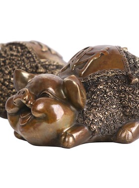 福字猪 金猪家居客厅装饰品摆设工艺品 铜财福对猪摆件