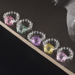 多彩水晶戒指5mm小圆珠指环对戒男女款 复古风情侣饰品文玩手饰