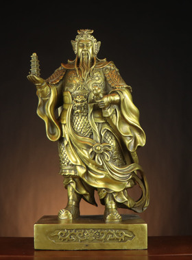黄铜托塔李天王 李靖神像家居店铺黄铜神像摆件 李靖 哪吒父亲