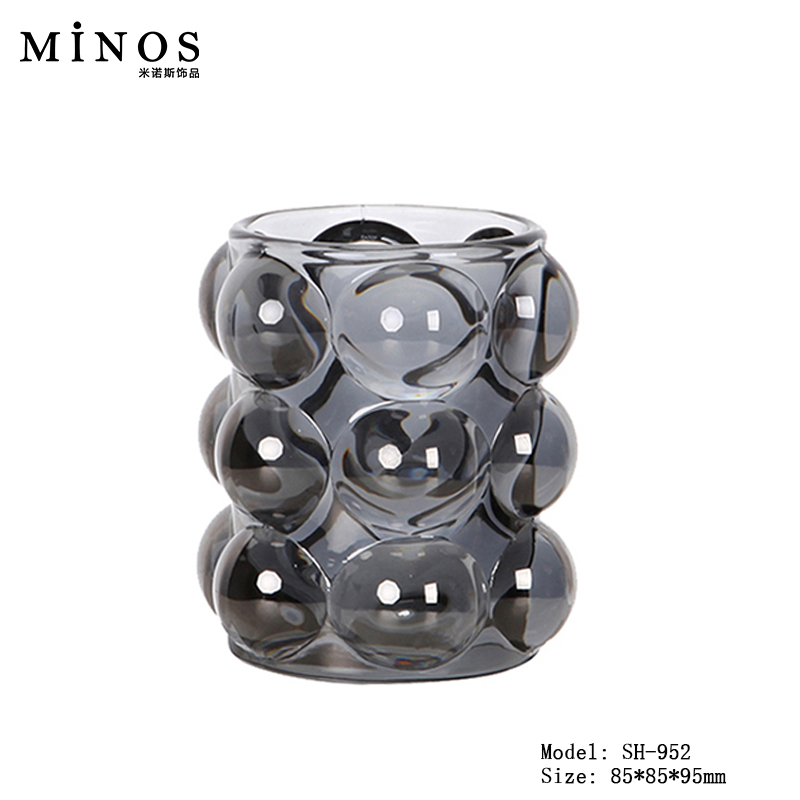 现代轻奢书房水晶玻璃笔筒摆件PU皮革铁艺收纳笔筒北欧笔筒装饰品