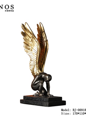 现代极简玄关客厅飞鸟软装饰品树脂天使翅膀摆件创意家居人物摆设