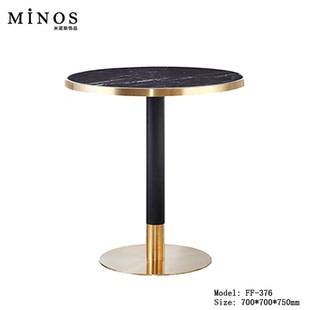 现代简约郁金香休闲洽谈桌高端圆几咖啡奶茶店不锈钢大理石小圆桌