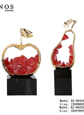 现代创意轻奢水晶骏马大理石桌面摆件售楼处客厅苹果梨艺术装饰品