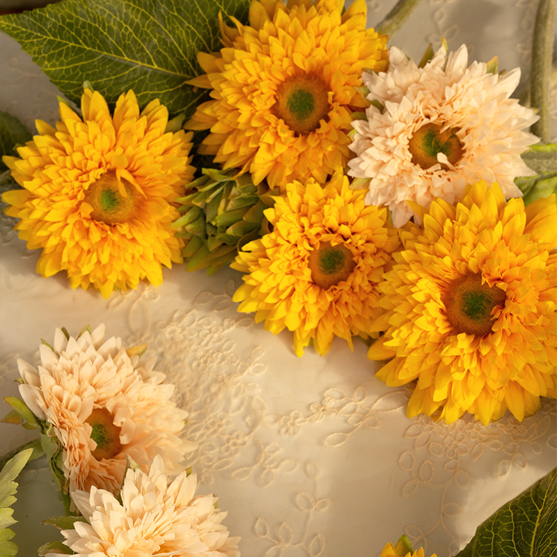 泰迪向日葵仿真花客厅装饰花艺