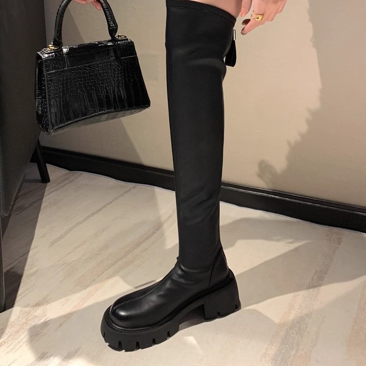 长靴鞋高筒靴子长筒靴厚底靴子女弹力瘦瘦靴增高筒骑士辣妹靴