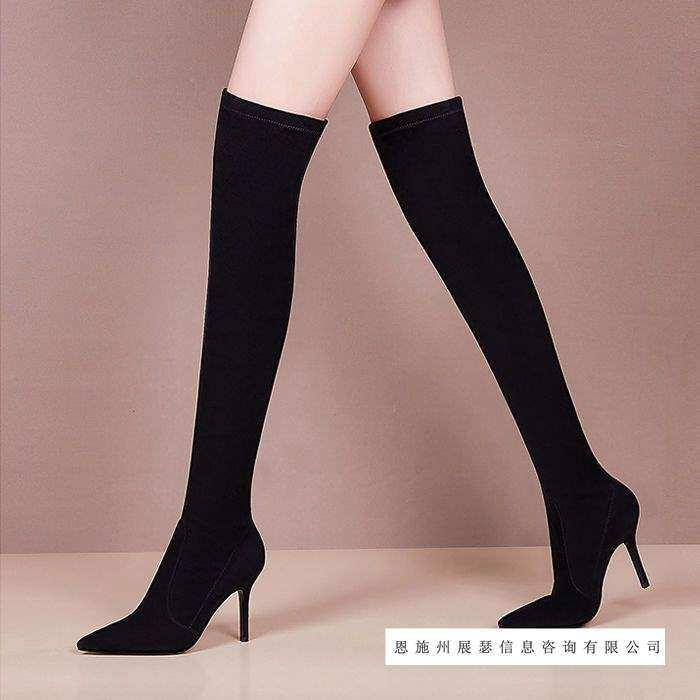 过膝长靴女2025秋冬新款百搭高跟显瘦弹力靴高筒细跟尖头长筒靴子