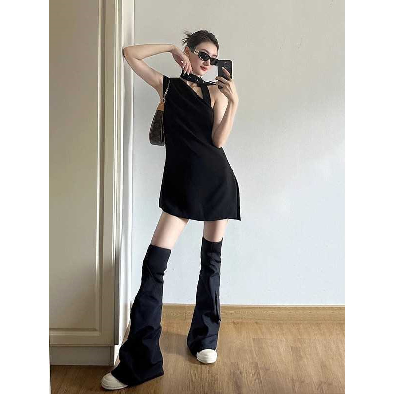 可拆卸两穿过膝靴口袋帆布鞋ro裤管靴女厚底长筒靴小个子高筒长靴