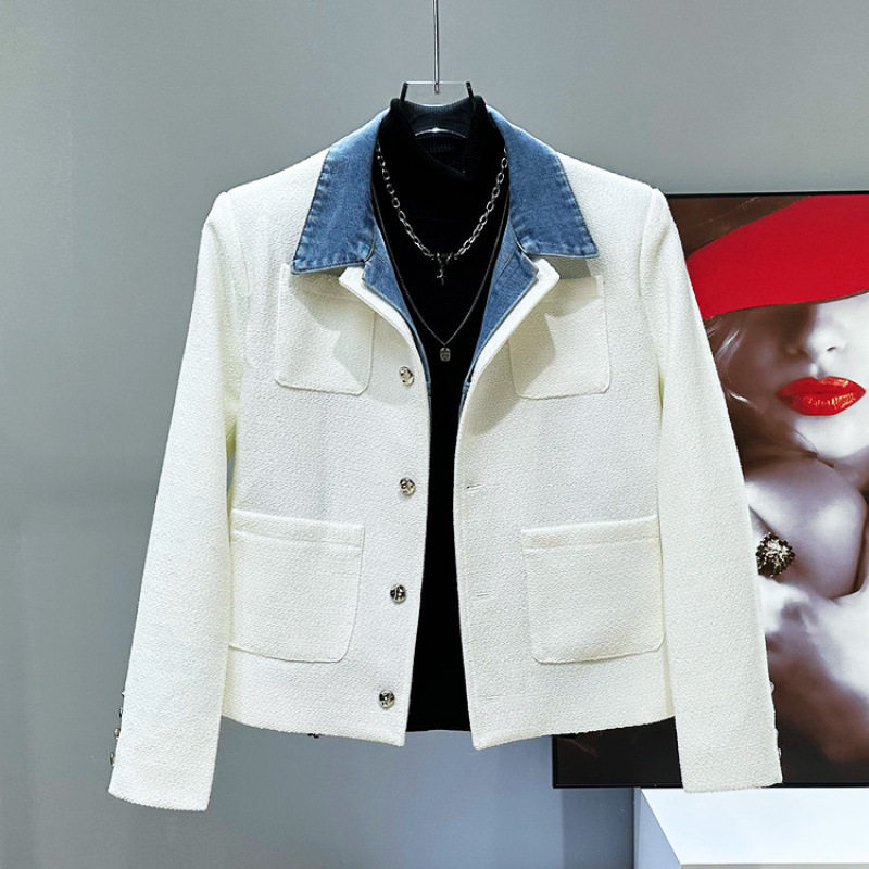 【7726人收藏】2025年春秋小众高级拼接小香风长袖外套男士时尚痞,男装,夹克,淘宝优惠券,粉丝福利购,淘宝优惠卷