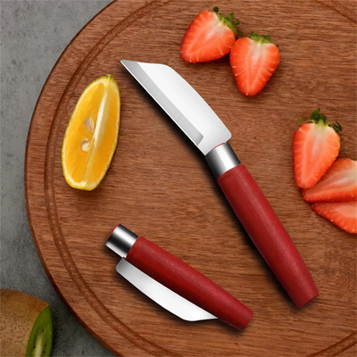 传统阳江木柄小刀折叠水果刀削皮刀木头小刀口袋刀瓜果刀去皮小刀