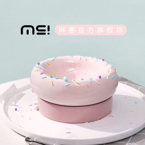 麻薯贪吃猫碗陶瓷保护颈椎防打翻