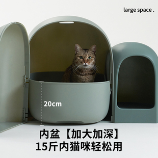 定制麻薯猫砂盆全封闭超大号猫咪猫沙盆子小大猫厕所走廊式 防臭防