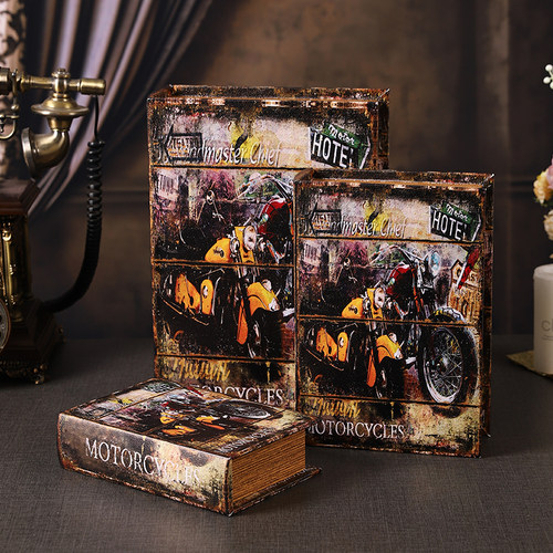 美式复古仿真书装饰摆件收纳盒