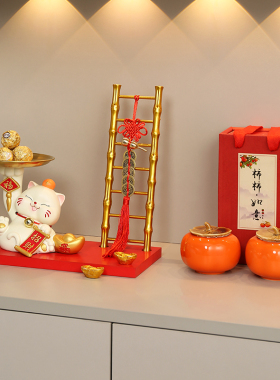 乔迁之喜新居入宅装饰品招财猫摆件入户玄关钥匙收纳托盘搬家礼物