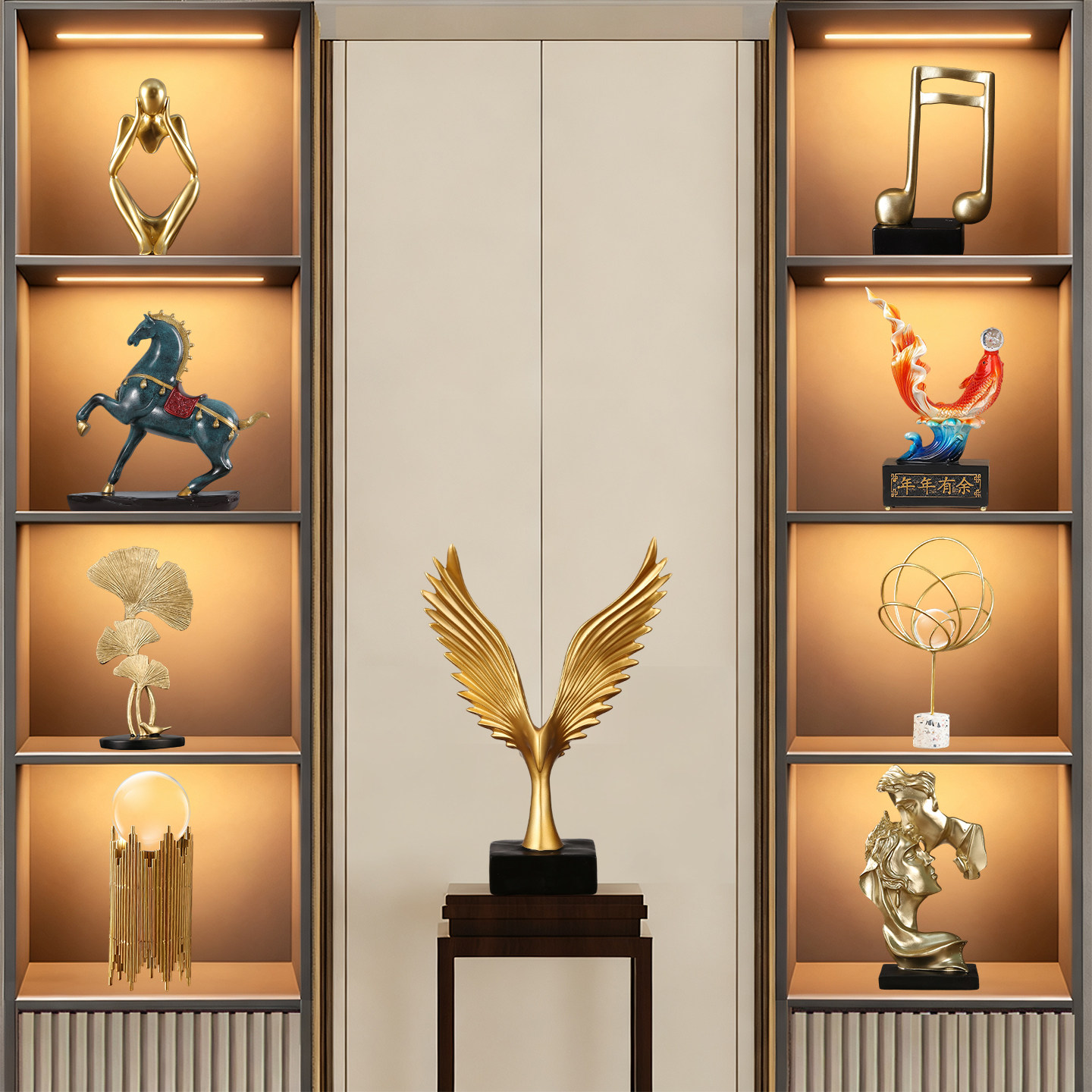 轻奢高档客厅高端上档次家居办公室树脂摆件现代酒柜电视柜装饰品,家居饰品,装饰摆件,淘宝优惠券,粉丝福利购,淘宝优惠卷