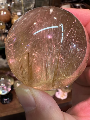 天然金发晶球摆件直径5.5cm227克