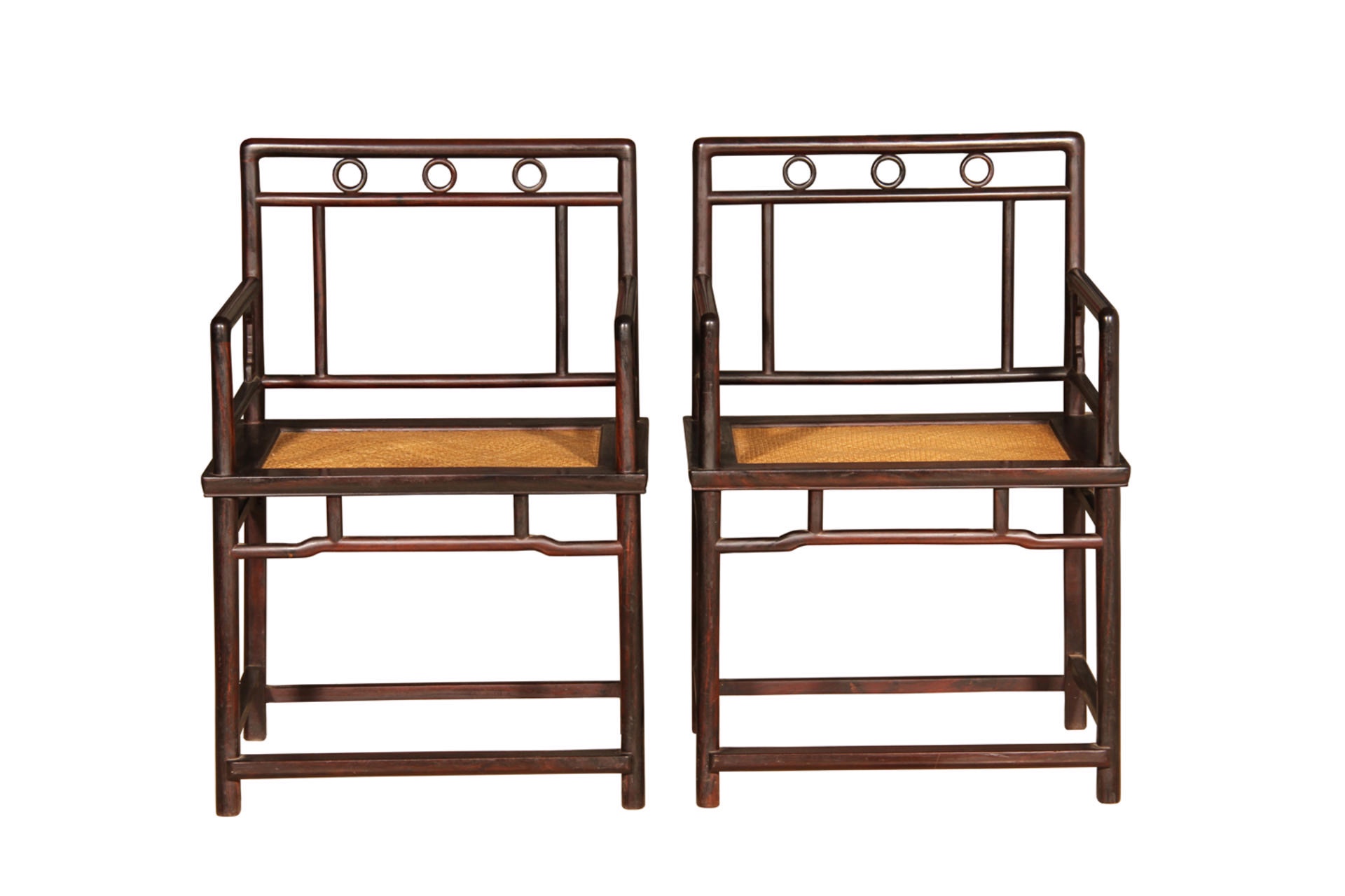 清代老物件 紫檀席面玫瑰椅一对 古玩古董明清古典家具收藏椅子