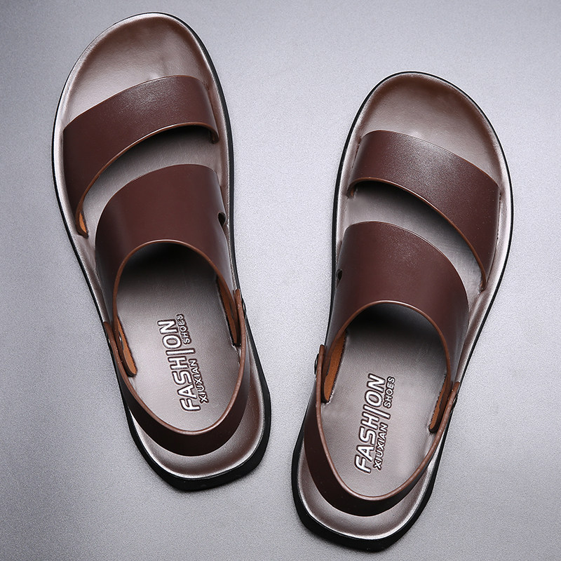 2024 NEW SUMMER OUTER SANDALS MENS DRIVING SUMMER MENS TWO WEAR BEACH SHOES MENS NON-SLIP SOFT SOLE SOFT LEATHER