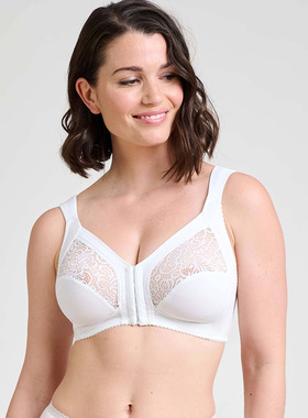 F0032 宽肩带前扣蕾丝边大胸显小内衣 欧美大码文胸 80-105CDE