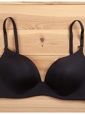 N473简约纯色光面定型上薄下厚模杯内衣舒适无钢圈黑色文胸36/80E