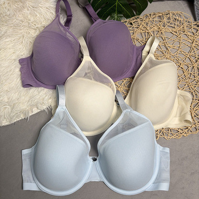 钢圈薄海绵透光全罩深杯DEFGH大码文胸B0400A 外贸大罩杯透气内衣