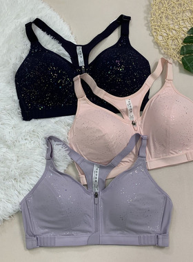 70-95BCDE前拉链Y背运动文胸S0978 防震防抖欧美外贸大码内衣胸罩