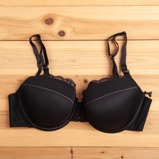 B0980钢圈3 内衣欧美原单外贸文胸80E85C95C 4薄模杯定型黑色大码