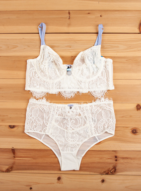 A0204钢圈公主蕾丝小仙女款白色超簿文胸套装宽侧收性感内衣BC杯
