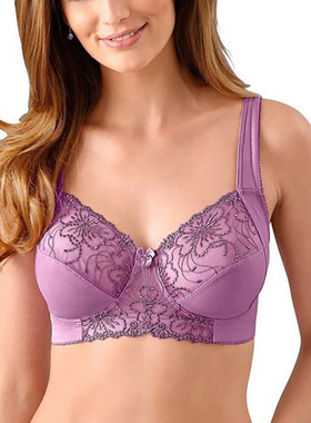 无钢圈大码文胸 A0245A牛奶丝蕾丝边刺绣外贸内衣 欧美妈妈款BCDE