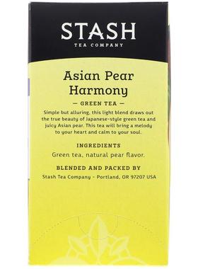 Stash Tea, 清新绿茶与亚洲梨果茶18茶包买三盒包邮