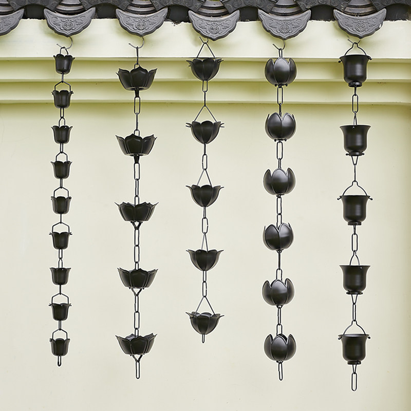 紫铜别墅雨链日式屋檐排水链雨链庭院导水链天沟引水水槽雨铃户外