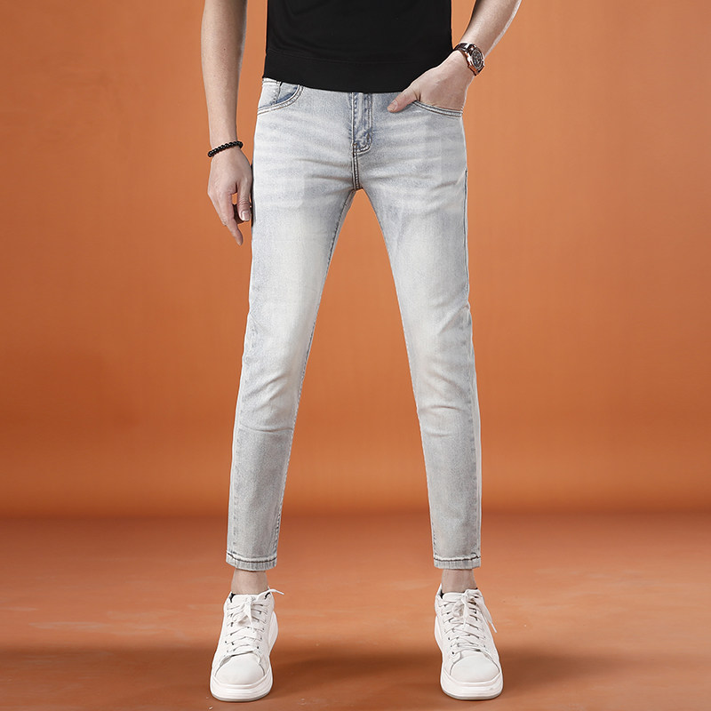 夏季薄款九分裤男牛仔裤2026新款潮男时尚百搭修身小脚弹力9分裤