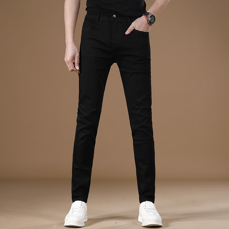 黑色裤子男款潮流韩版弹力男士牛仔裤夏季薄款简约百搭休闲裤长裤