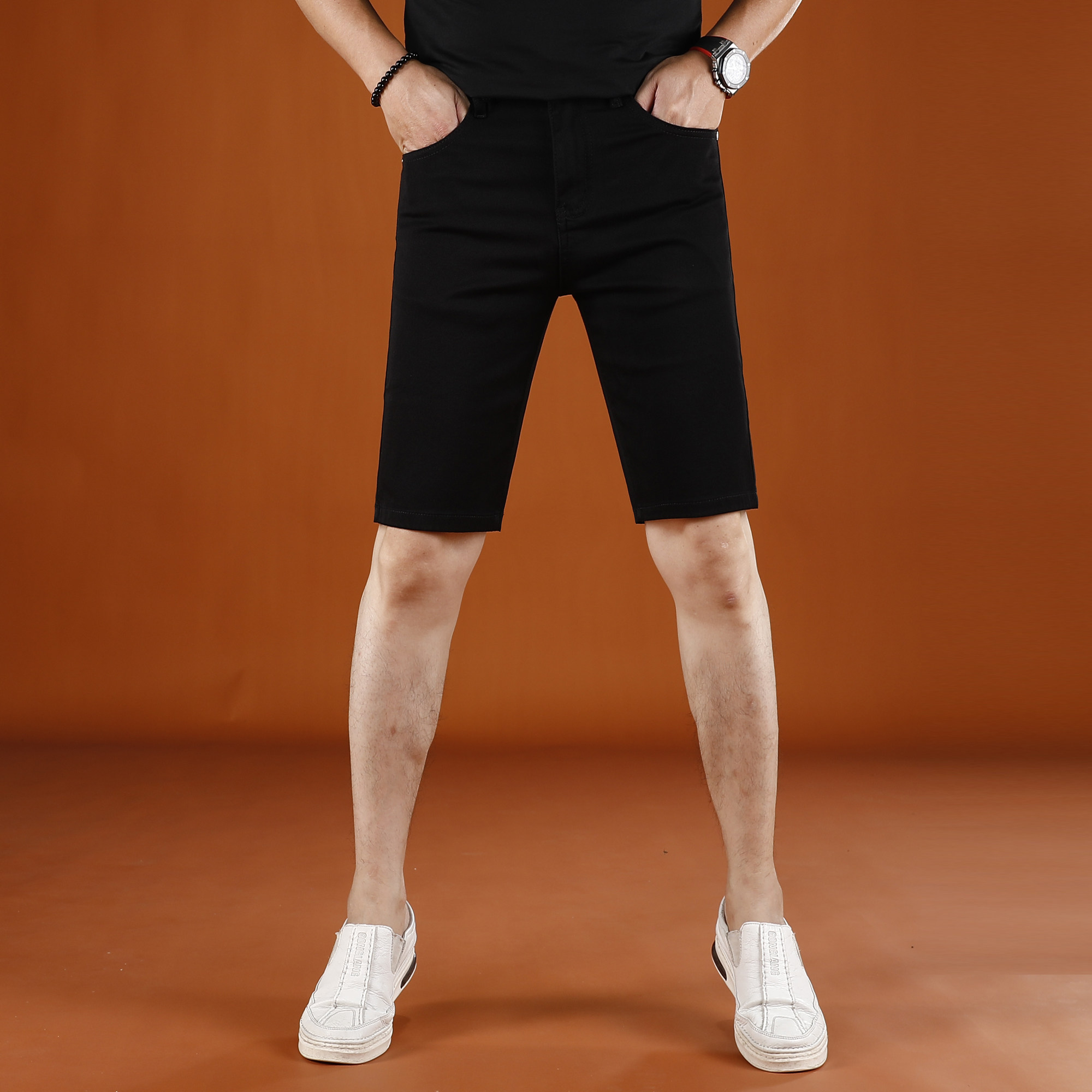 夏季薄款短裤牛仔裤男修身裤