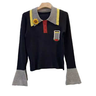 长袖 悠悠奢品 拼接翻领毛衣k8503 Valkyvia