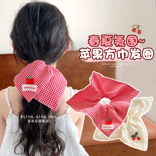 春夏氛围感！甜美方巾大肠发圈~