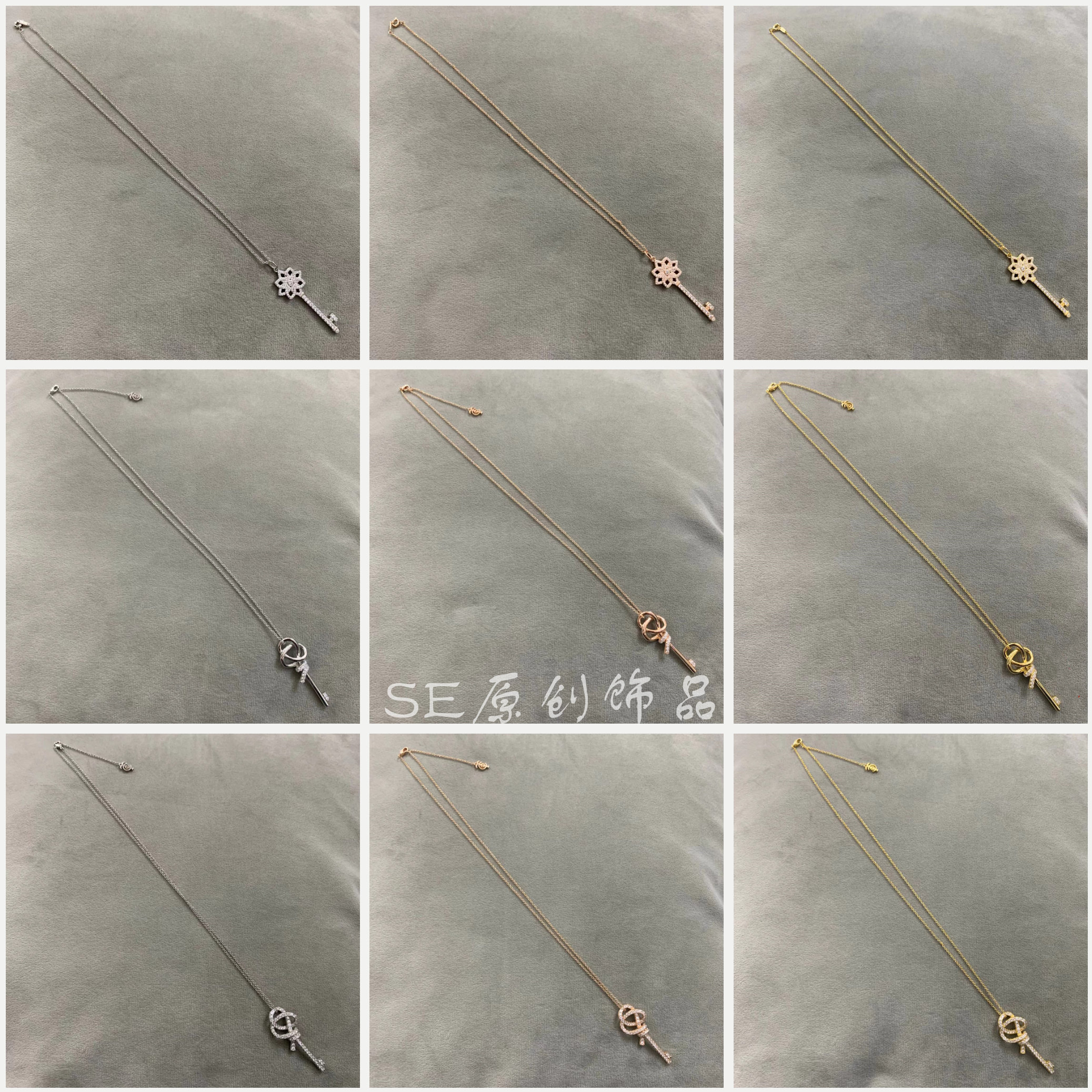 新款镶钻绳结钥匙项链锁骨链女生