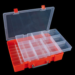双层零件分类盒塑料收纳盒工具盒存储盒塑料电 稳斯坦W5974手提式