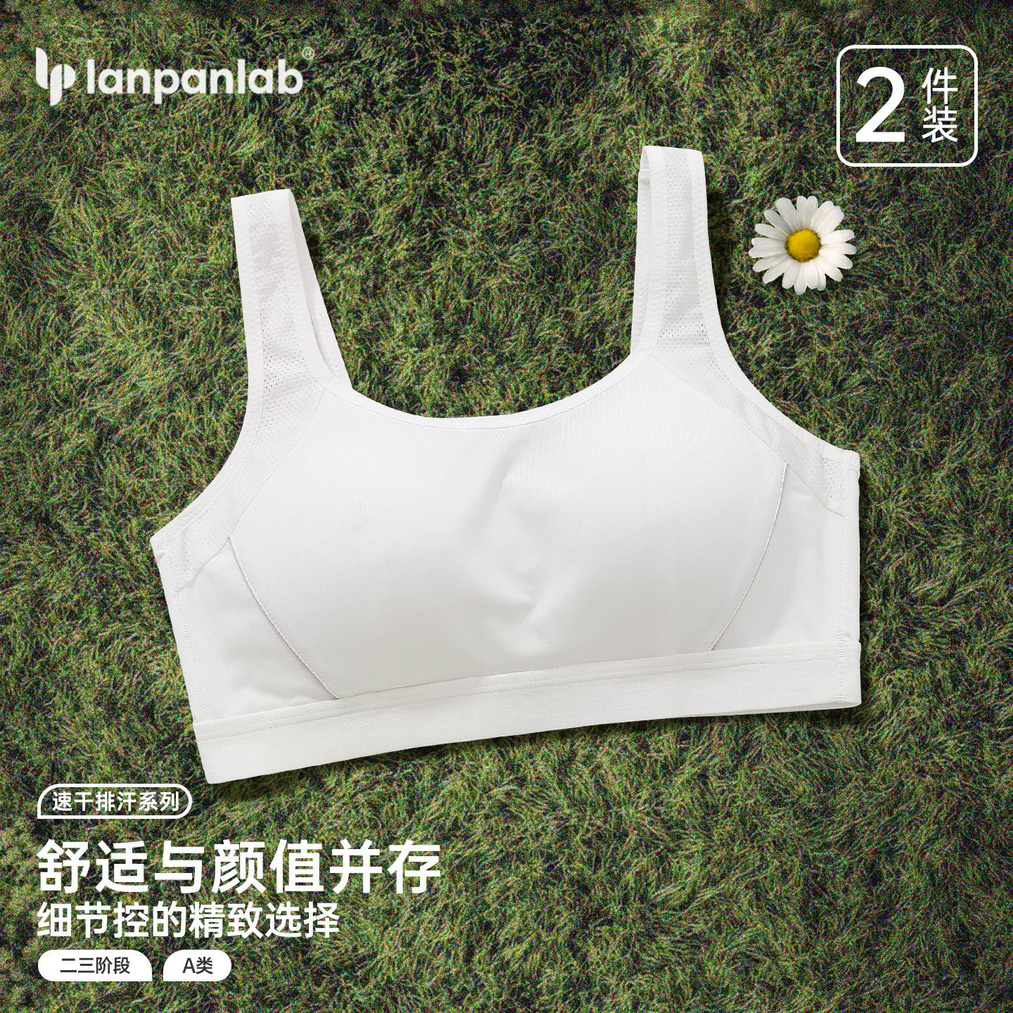 简约无钢圈速干面料发育期内衣