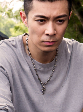 十字架钛钢朋克风项链周柏豪同款