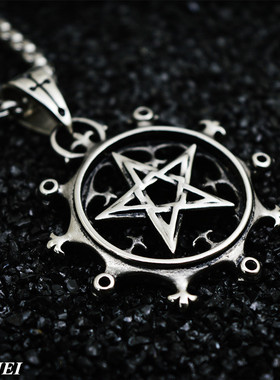 欧美五角星钛钢朋克风吊坠项链