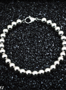 日韩风银色大珠子饰品钛钢手链