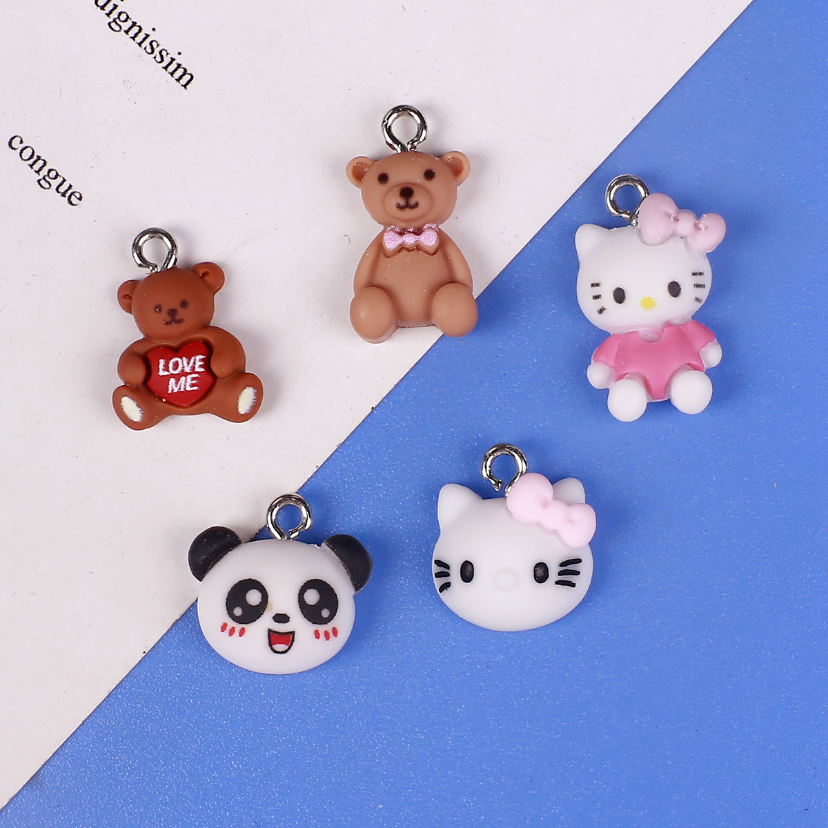 新款创意熊猫卡通立体小熊DIY饰品配件手机壳钥匙扣挂饰吊饰