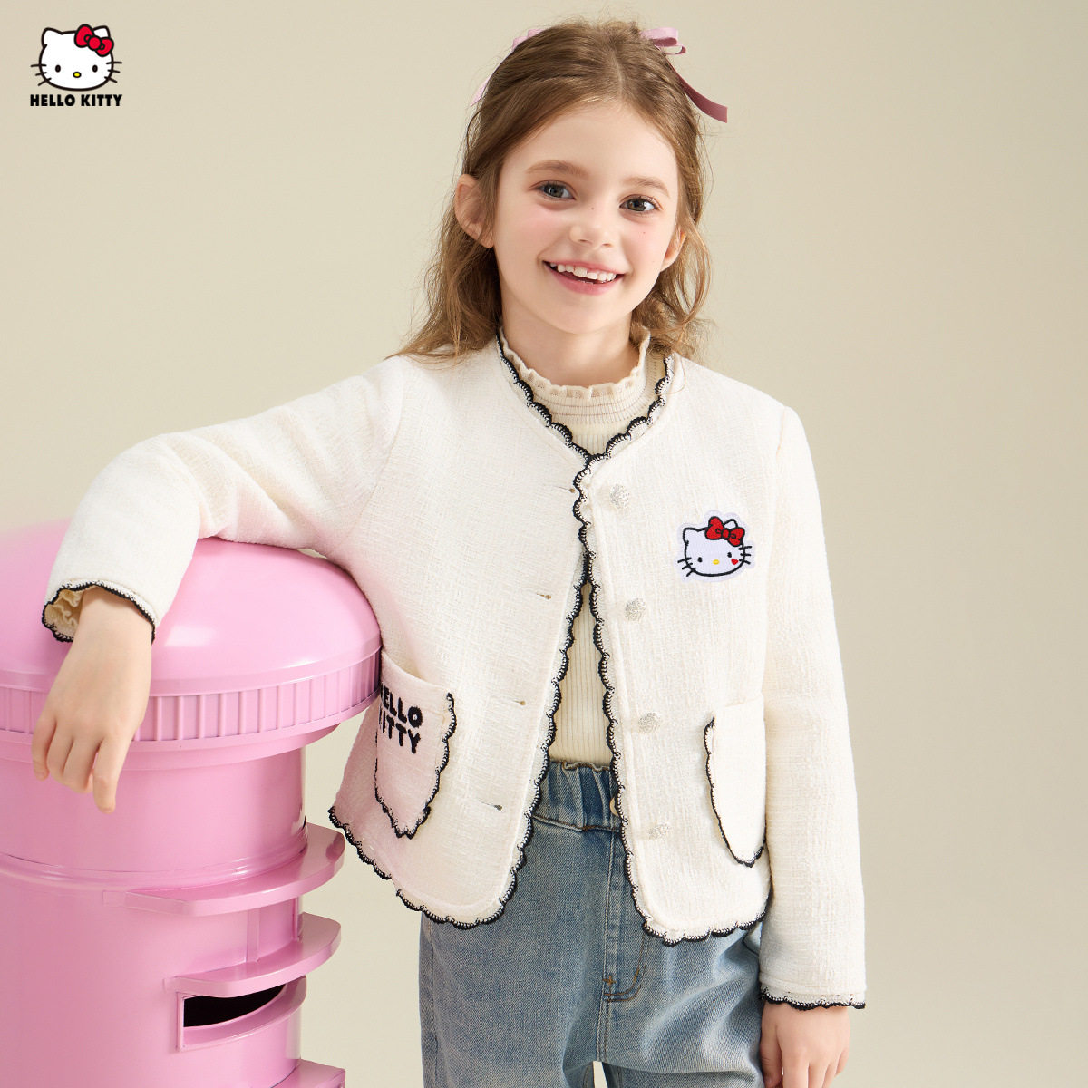 hello kitty女童秋季小香风外套2025新款卡通中大童洋气精致