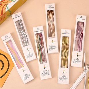 包邮曲线蜡烛蛋糕装饰摆件螺旋生日蜡烛烘焙螺纹创意网红弯曲蜡烛