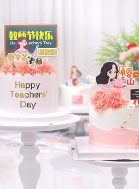 9.10难忘恩师教师节快乐生日蛋糕装饰插件康乃馨花朵老师烘焙摆件