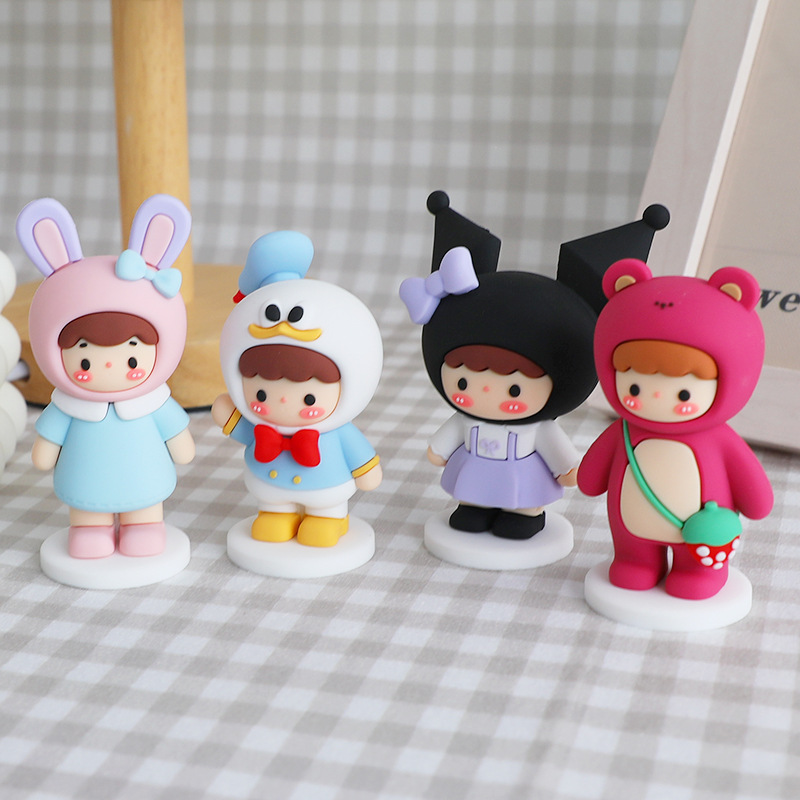 卡通兔女孩软胶玩偶蛋糕装饰摆件