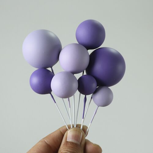 紫色泡沫球生日蛋糕装饰插件
