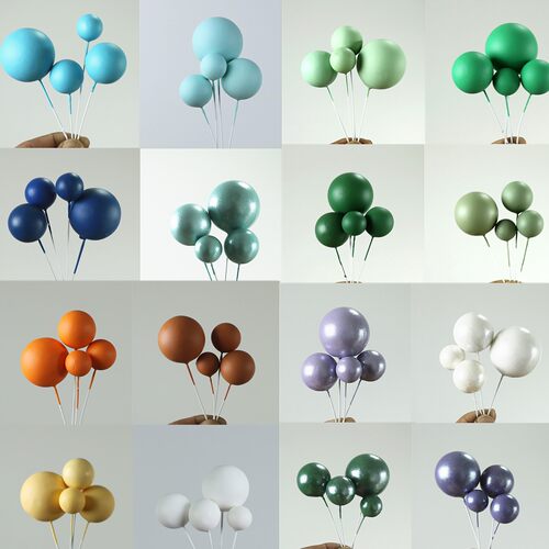 马卡龙色泡沫哑光气球蛋糕装饰